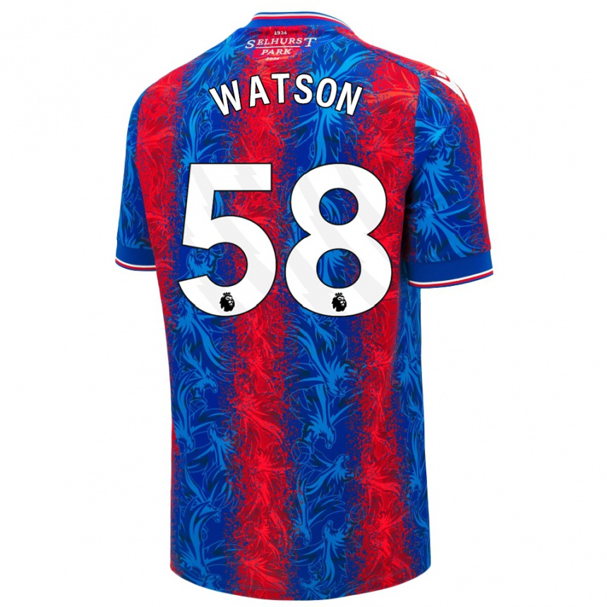 Kinder Fußball Noah Watson #58 Rot Blauen Streifen Heimtrikot Trikot 2024/25 T-Shirt Luxemburg