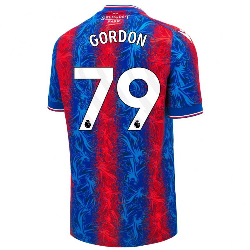 Kinder Fußball John-Kymani Gordon #79 Rot Blauen Streifen Heimtrikot Trikot 2024/25 T-Shirt Luxemburg