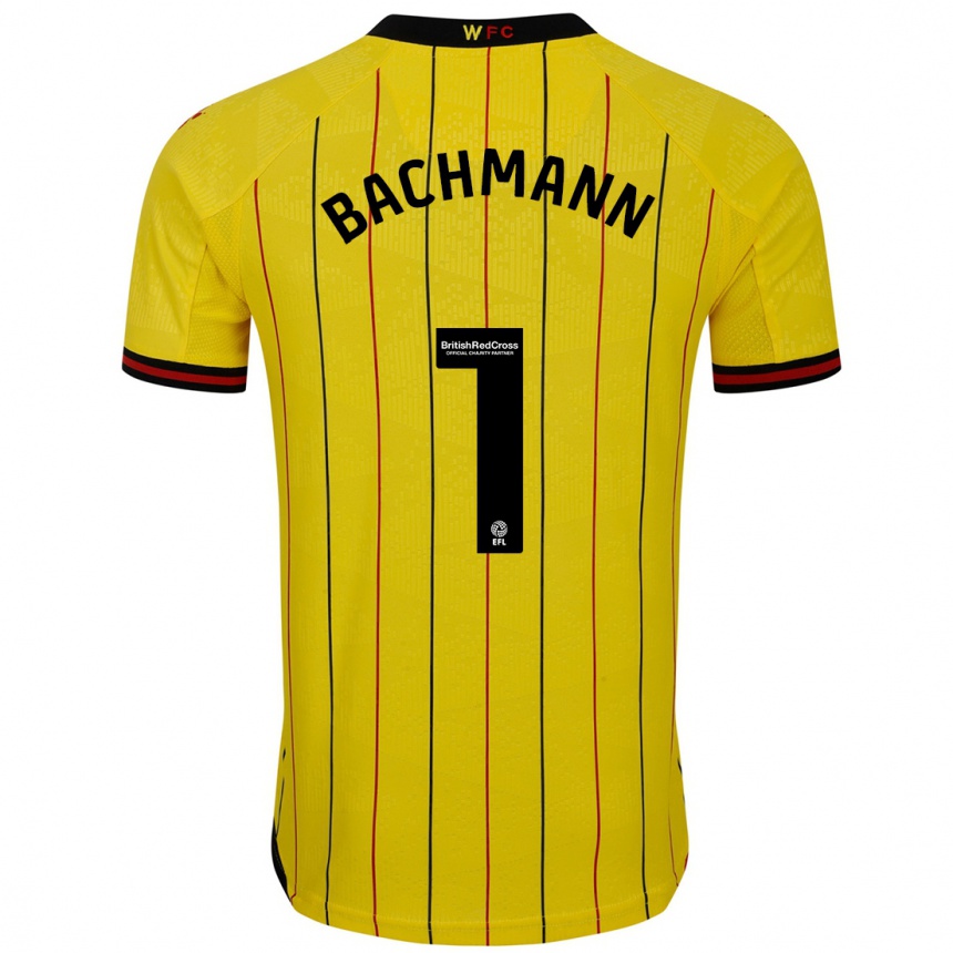 Kinder Fußball Daniel Bachmann #1 Gelb Schwarz Heimtrikot Trikot 2024/25 T-Shirt Luxemburg