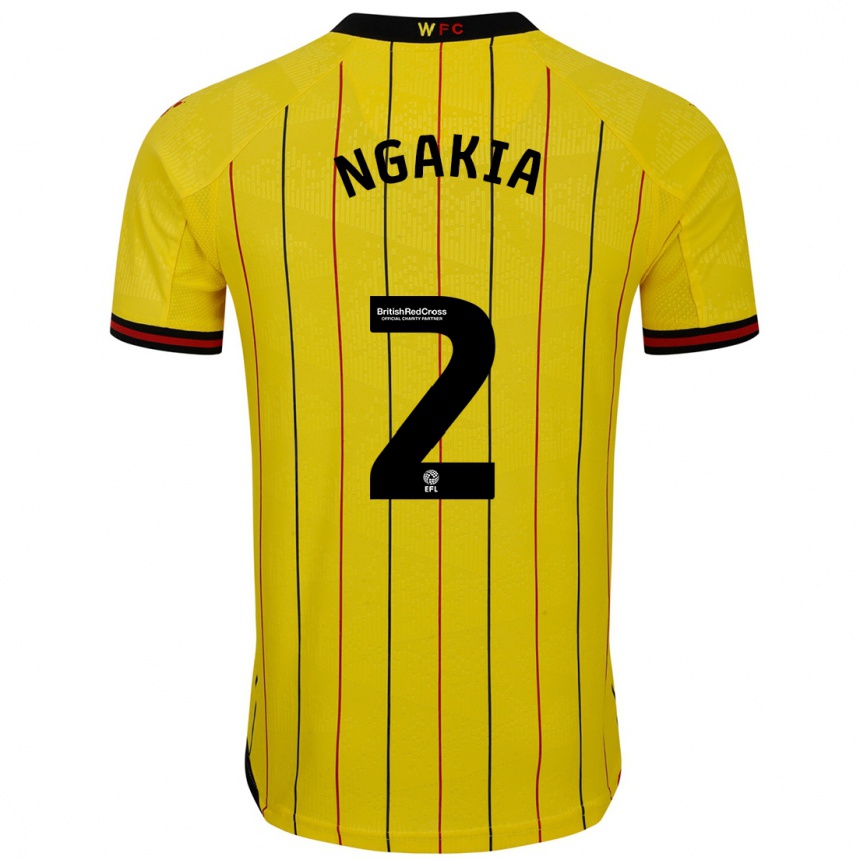 Kinder Fußball Jeremy Ngakia #2 Gelb Schwarz Heimtrikot Trikot 2024/25 T-Shirt Luxemburg