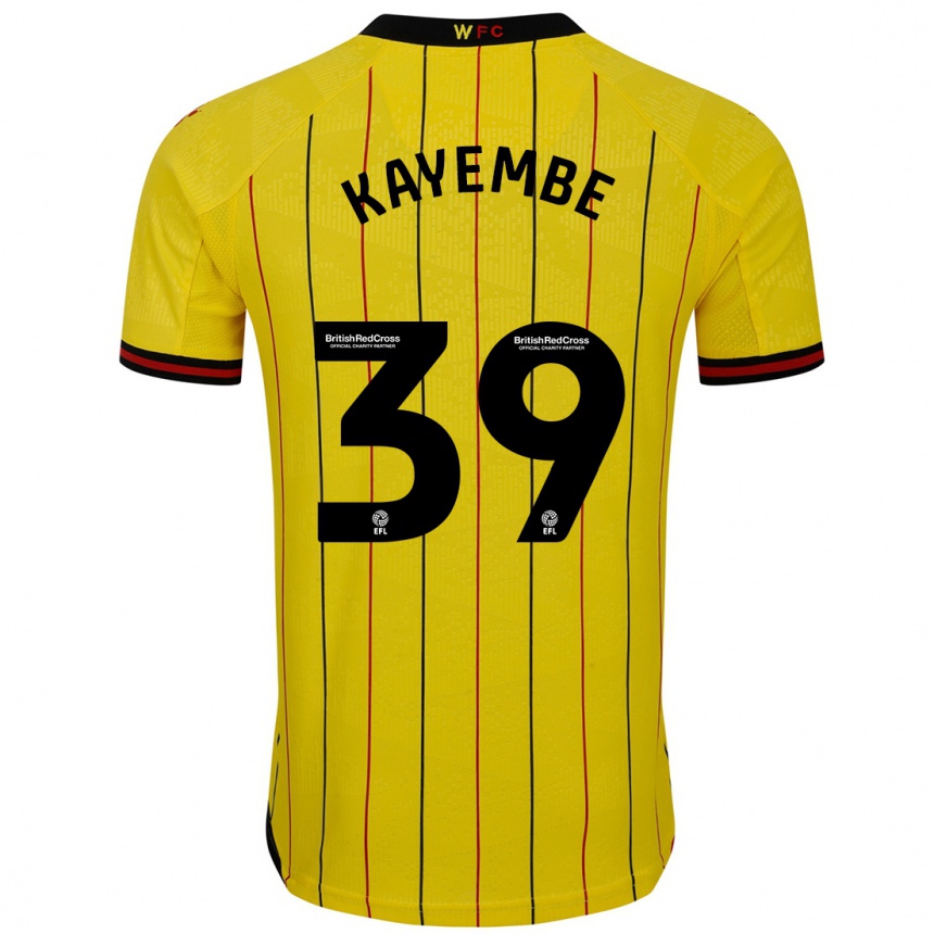 Kinder Fußball Edo Kayembe #39 Gelb Schwarz Heimtrikot Trikot 2024/25 T-Shirt Luxemburg