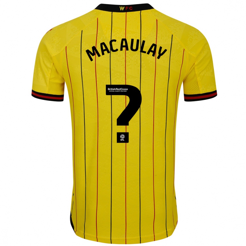 Kinder Fußball Jonathan Macaulay #0 Gelb Schwarz Heimtrikot Trikot 2024/25 T-Shirt Luxemburg