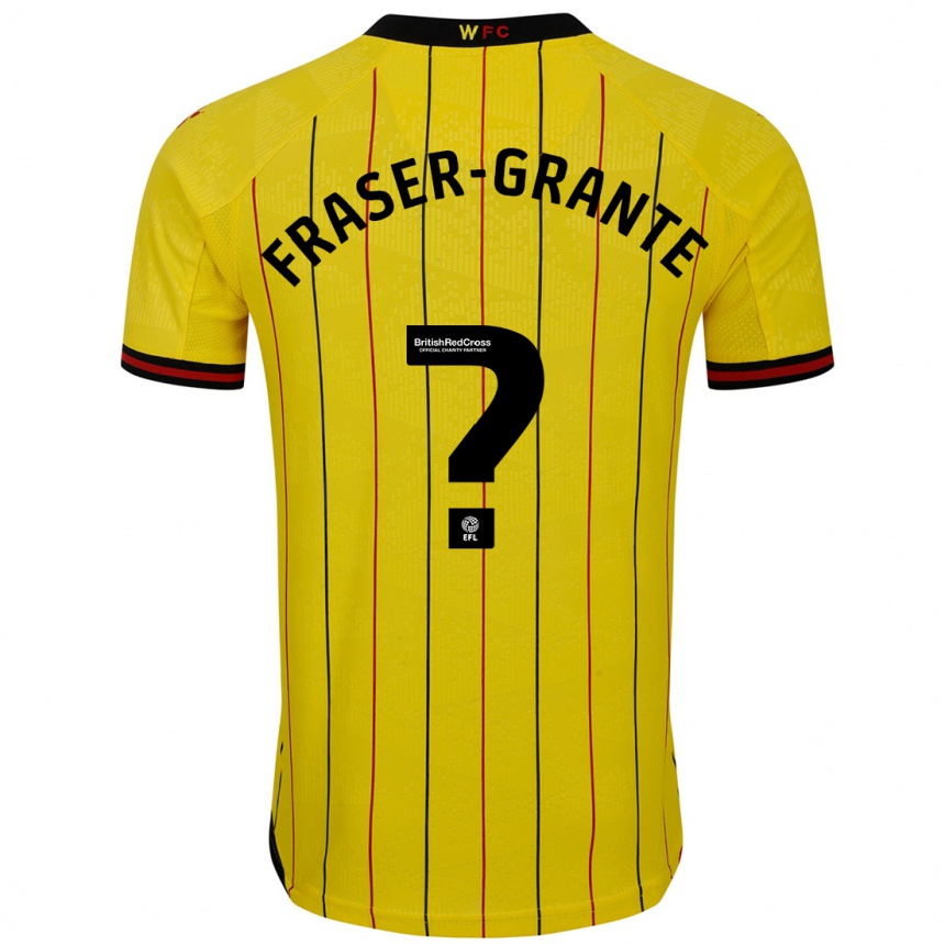 Kinder Fußball Zak Fraser-Grante #0 Gelb Schwarz Heimtrikot Trikot 2024/25 T-Shirt Luxemburg