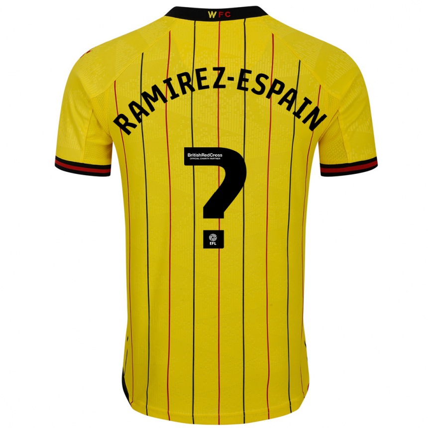 Kinder Fußball Leo Ramirez-Espain #0 Gelb Schwarz Heimtrikot Trikot 2024/25 T-Shirt Luxemburg