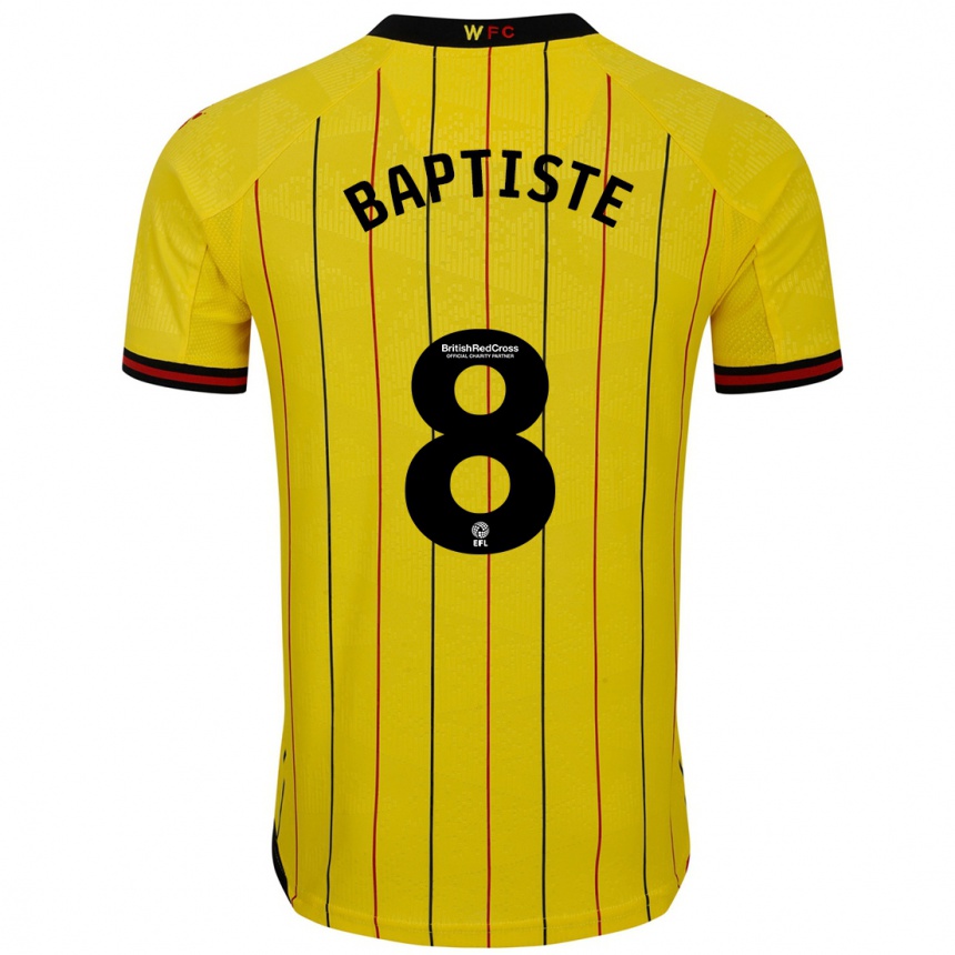 Kinder Fußball Bianca Baptiste #8 Gelb Schwarz Heimtrikot Trikot 2024/25 T-Shirt Luxemburg