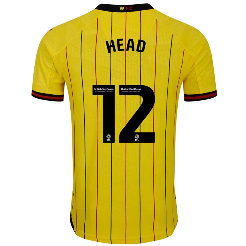 Kinder Fußball Ellie Head #12 Gelb Schwarz Heimtrikot Trikot 2024/25 T-Shirt Luxemburg