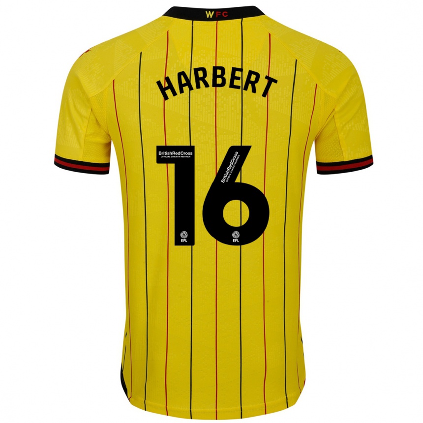 Kinder Fußball Laila Harbert #16 Gelb Schwarz Heimtrikot Trikot 2024/25 T-Shirt Luxemburg