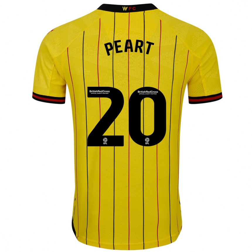 Kinder Fußball Kalani Peart #20 Gelb Schwarz Heimtrikot Trikot 2024/25 T-Shirt Luxemburg