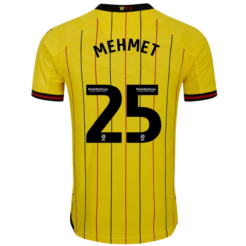 Kinder Fußball Melis Mehmet #25 Gelb Schwarz Heimtrikot Trikot 2024/25 T-Shirt Luxemburg