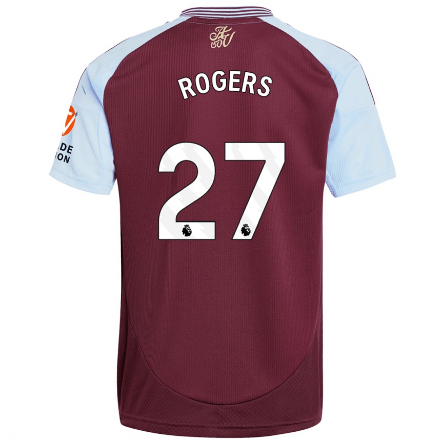 Kinder Fußball Morgan Rogers #27 Burgunder Himmelblau Heimtrikot Trikot 2024/25 T-Shirt Luxemburg