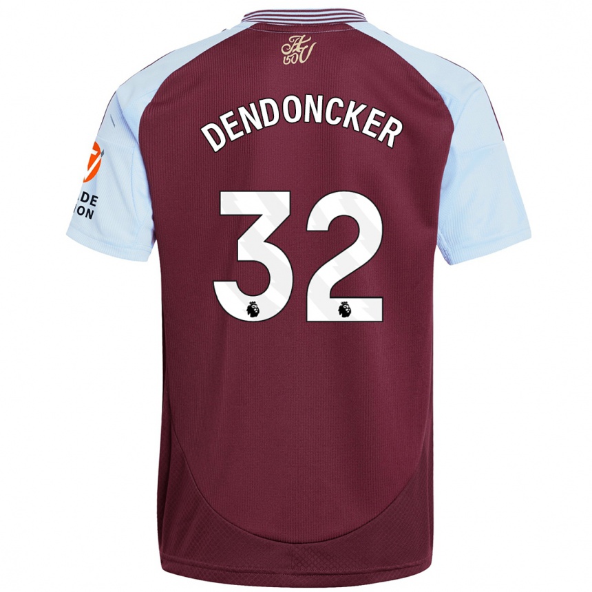 Kinder Fußball Leander Dendoncker #32 Burgunder Himmelblau Heimtrikot Trikot 2024/25 T-Shirt Luxemburg