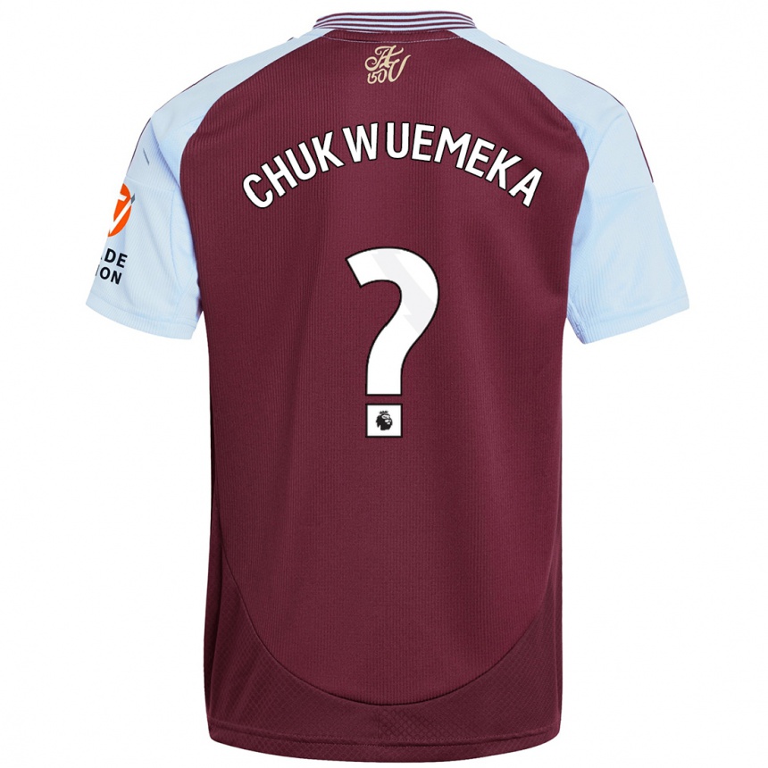 Kinder Fußball Caleb Chukwuemeka #0 Burgunder Himmelblau Heimtrikot Trikot 2024/25 T-Shirt Luxemburg