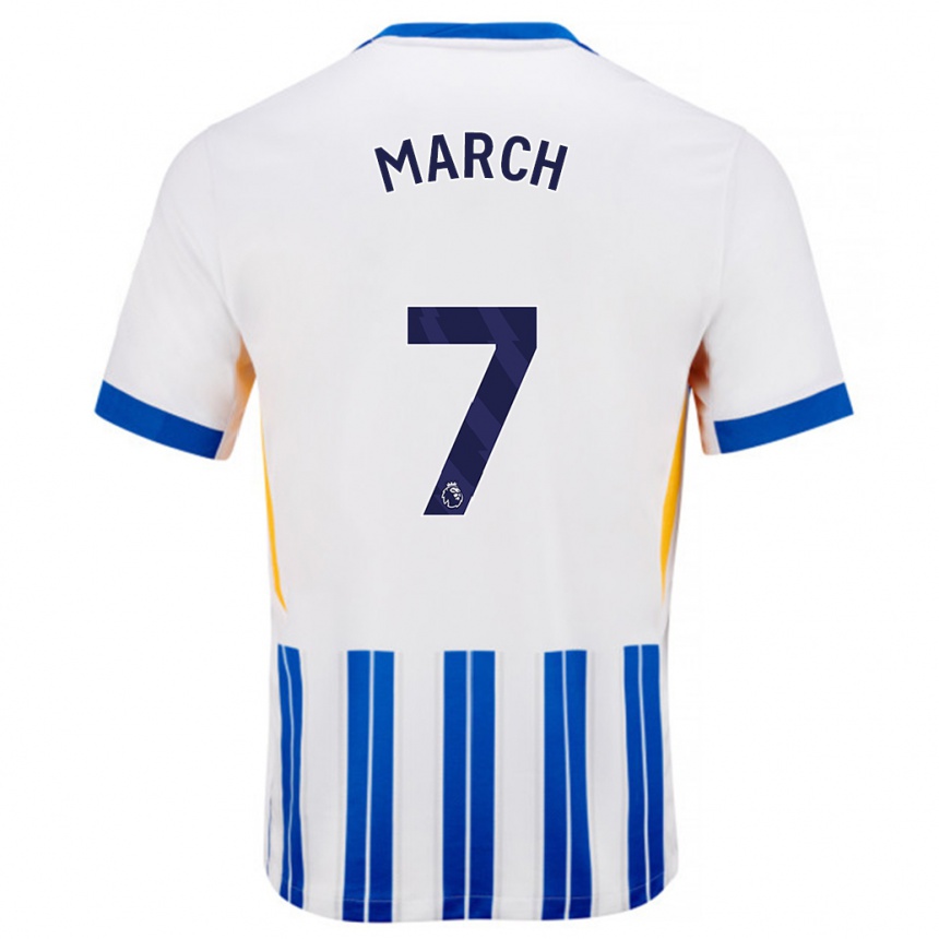 Kinder Fußball Solly March #7 Weiß Blaue Nadelstreifen Heimtrikot Trikot 2024/25 T-Shirt Luxemburg