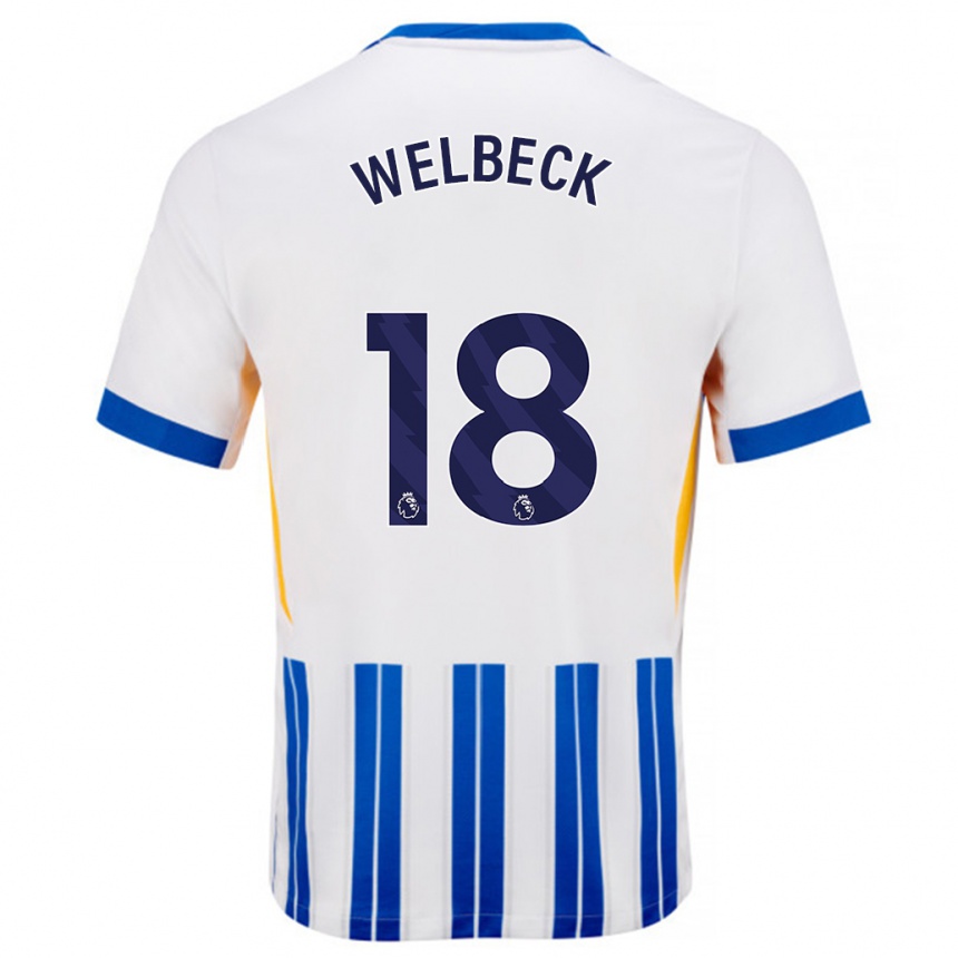 Kinder Fußball Danny Welbeck #18 Weiß Blaue Nadelstreifen Heimtrikot Trikot 2024/25 T-Shirt Luxemburg