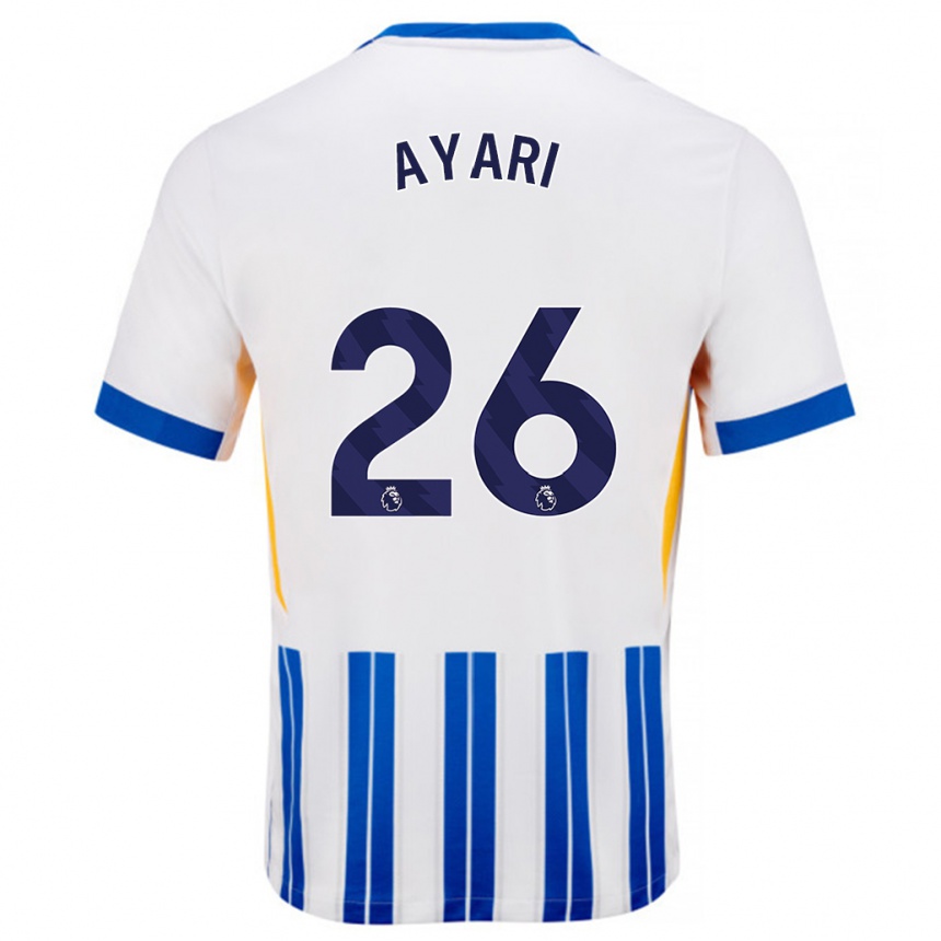 Kinder Fußball Yasin Ayari #26 Weiß Blaue Nadelstreifen Heimtrikot Trikot 2024/25 T-Shirt Luxemburg