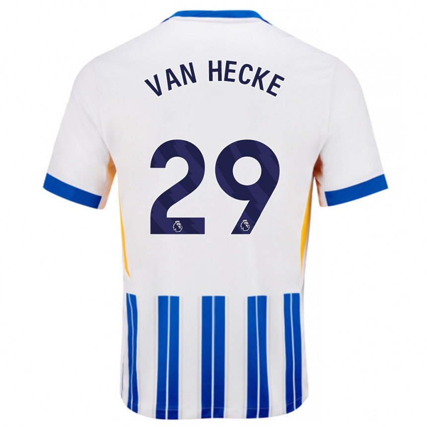 Kinder Fußball Jan Paul Van Hecke #29 Weiß Blaue Nadelstreifen Heimtrikot Trikot 2024/25 T-Shirt Luxemburg