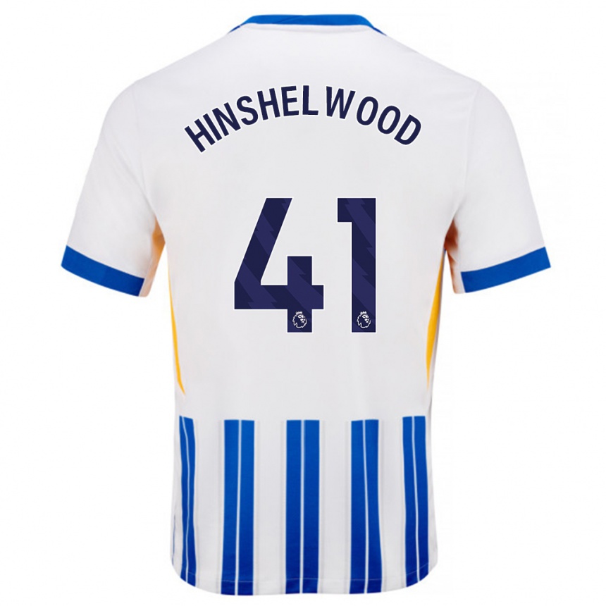 Kinder Fußball Jack Hinshelwood #41 Weiß Blaue Nadelstreifen Heimtrikot Trikot 2024/25 T-Shirt Luxemburg