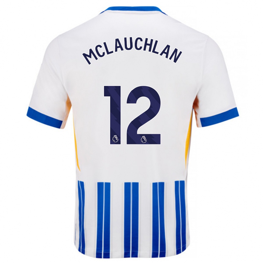 Kinder Fußball Rachel Mclauchlan #12 Weiß Blaue Nadelstreifen Heimtrikot Trikot 2024/25 T-Shirt Luxemburg