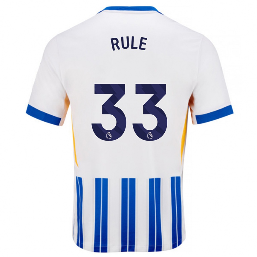 Kinder Fußball Charlize Jayde Rule #33 Weiß Blaue Nadelstreifen Heimtrikot Trikot 2024/25 T-Shirt Luxemburg