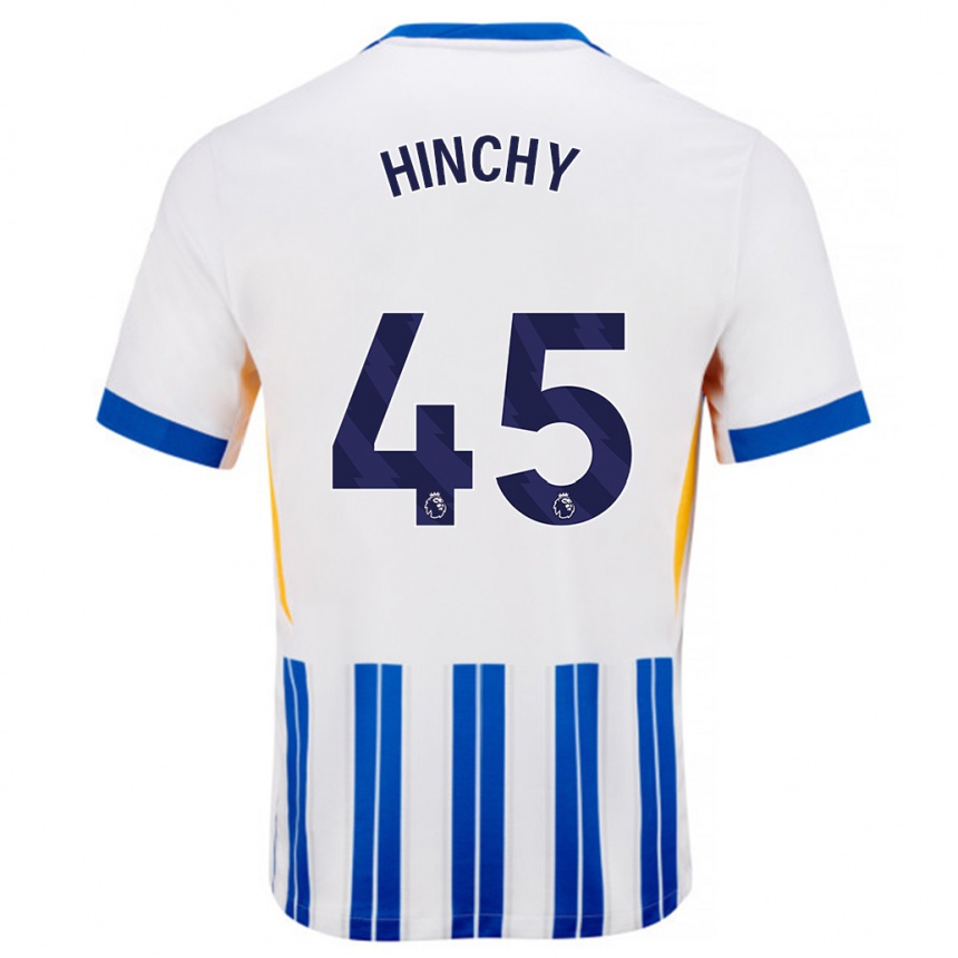 Kinder Fußball Jack Hinchy #45 Weiß Blaue Nadelstreifen Heimtrikot Trikot 2024/25 T-Shirt Luxemburg