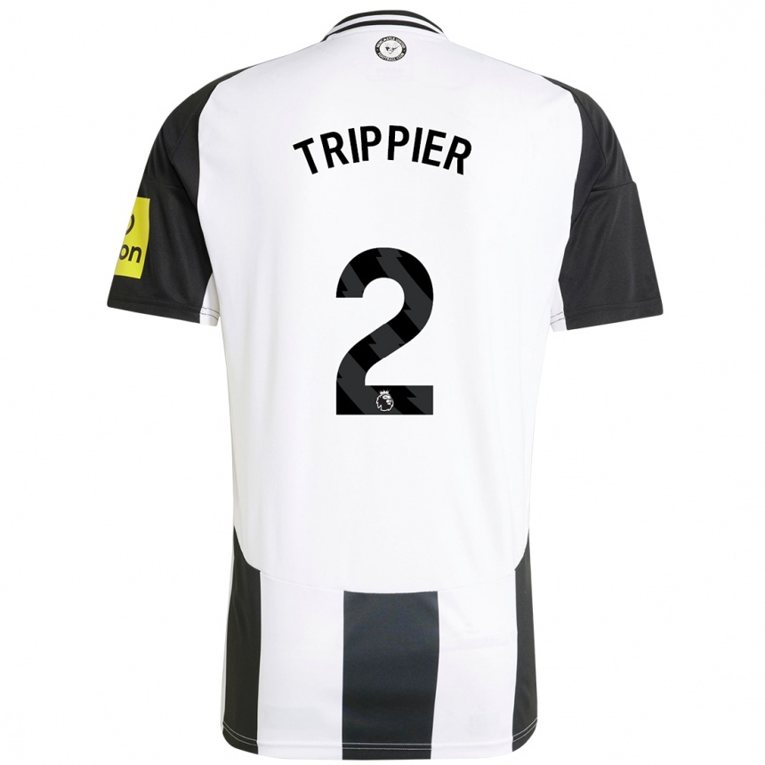 Kinder Fußball Kieran Trippier #2 Weiß Schwarz Heimtrikot Trikot 2024/25 T-Shirt Luxemburg