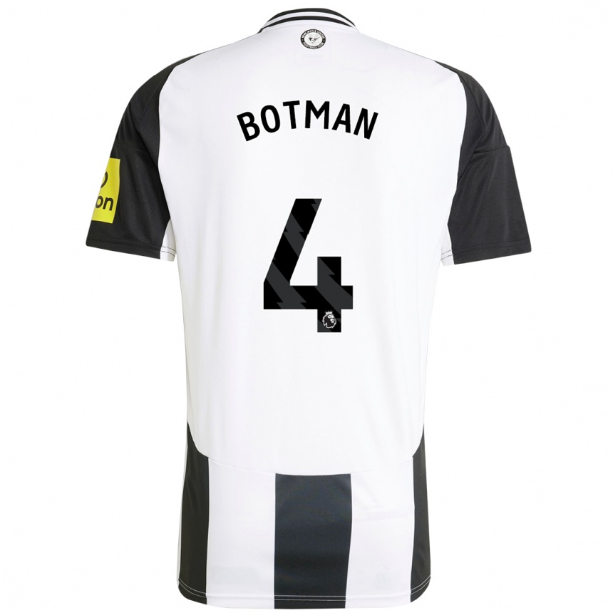 Kinder Fußball Sven Botman #4 Weiß Schwarz Heimtrikot Trikot 2024/25 T-Shirt Luxemburg