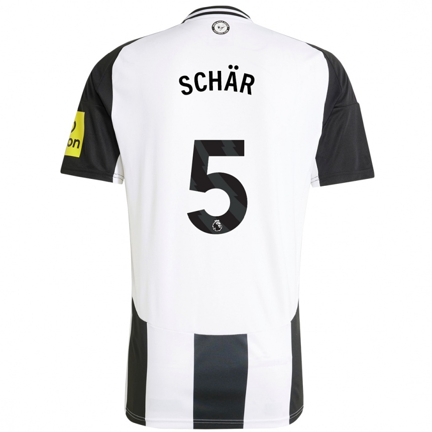 Kinder Fußball Fabian Schär #5 Weiß Schwarz Heimtrikot Trikot 2024/25 T-Shirt Luxemburg