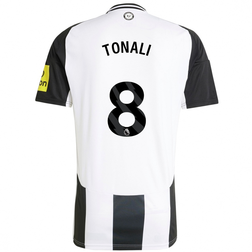 Kinder Fußball Sandro Tonali #8 Weiß Schwarz Heimtrikot Trikot 2024/25 T-Shirt Luxemburg