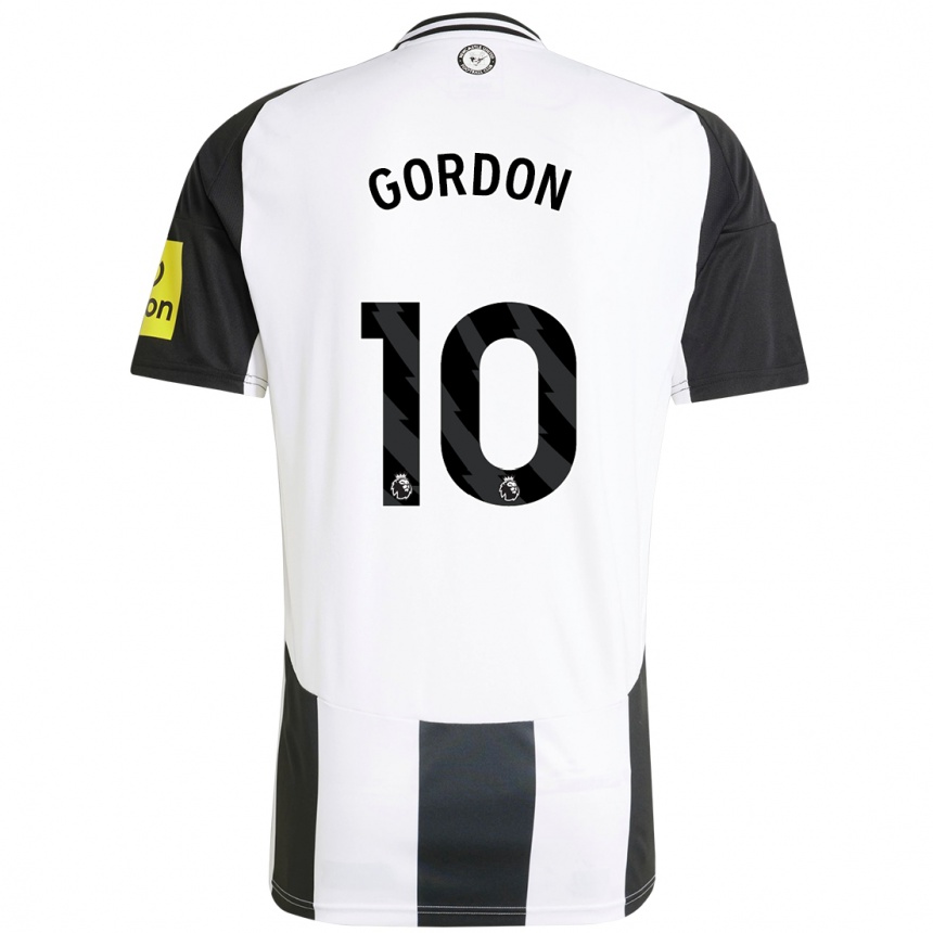 Kinder Fußball Anthony Gordon #10 Weiß Schwarz Heimtrikot Trikot 2024/25 T-Shirt Luxemburg