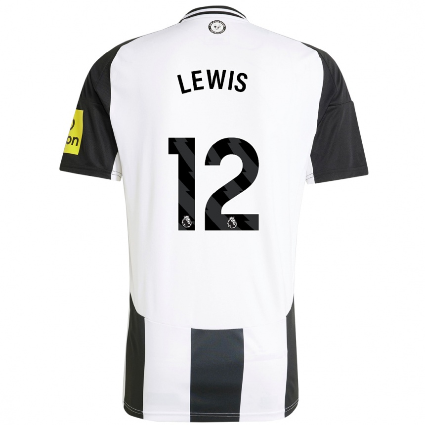 Kinder Fußball Jamal Lewis #12 Weiß Schwarz Heimtrikot Trikot 2024/25 T-Shirt Luxemburg