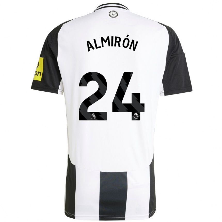 Kinder Fußball Miguel Almirón #24 Weiß Schwarz Heimtrikot Trikot 2024/25 T-Shirt Luxemburg