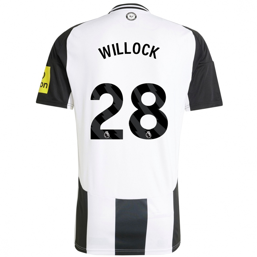 Kinder Fußball Joe Willock #28 Weiß Schwarz Heimtrikot Trikot 2024/25 T-Shirt Luxemburg