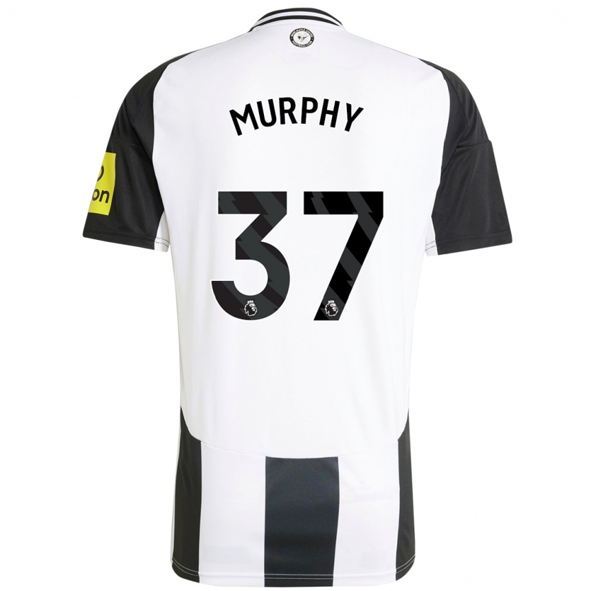 Kinder Fußball Alex Murphy #37 Weiß Schwarz Heimtrikot Trikot 2024/25 T-Shirt Luxemburg