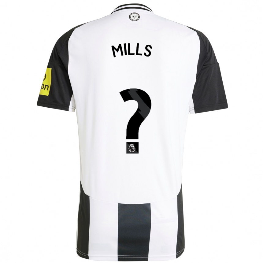 Kinder Fußball Michael Mills #0 Weiß Schwarz Heimtrikot Trikot 2024/25 T-Shirt Luxemburg