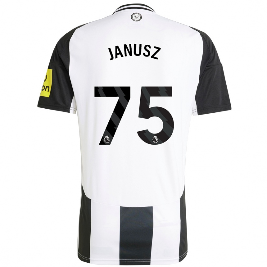 Kinder Fußball Adrian Janusz #75 Weiß Schwarz Heimtrikot Trikot 2024/25 T-Shirt Luxemburg