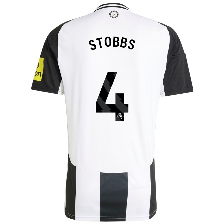 Kinder Fußball Amber-Keegan Stobbs #4 Weiß Schwarz Heimtrikot Trikot 2024/25 T-Shirt Luxemburg