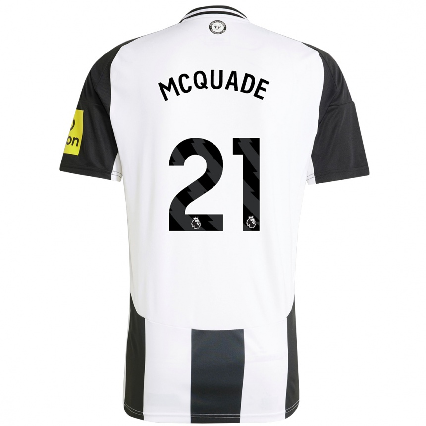 Kinder Fußball Jasmine Mcquade #21 Weiß Schwarz Heimtrikot Trikot 2024/25 T-Shirt Luxemburg