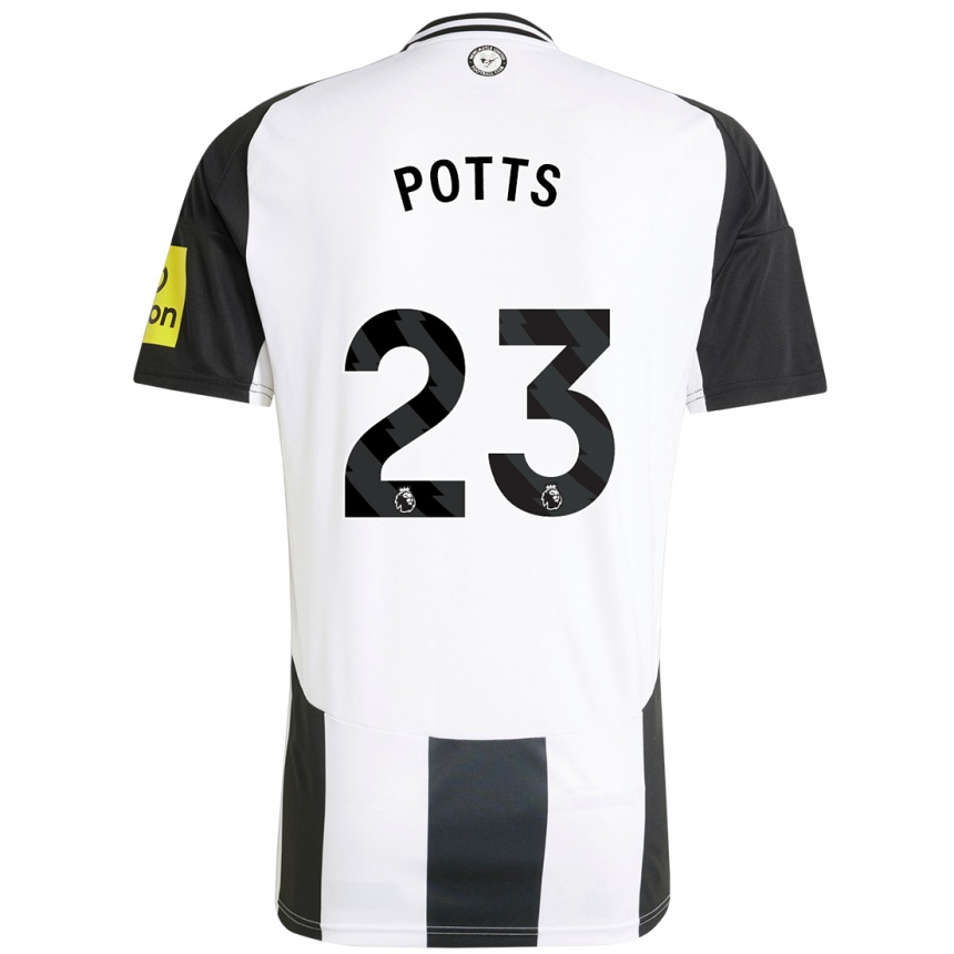 Kinder Fußball Charlotte Potts #23 Weiß Schwarz Heimtrikot Trikot 2024/25 T-Shirt Luxemburg