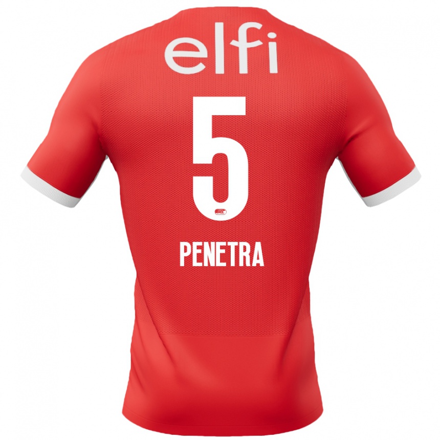 Kinder Fußball Alexandre Penetra #5 Rot Weiß Heimtrikot Trikot 2024/25 T-Shirt Luxemburg