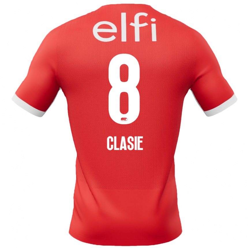 Kinder Fußball Jordy Clasie #8 Rot Weiß Heimtrikot Trikot 2024/25 T-Shirt Luxemburg