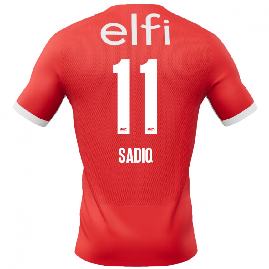 Kinder Fußball Ibrahim Sadiq #11 Rot Weiß Heimtrikot Trikot 2024/25 T-Shirt Luxemburg