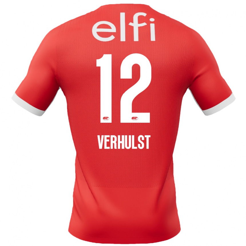 Kinder Fußball Hobie Verhulst #12 Rot Weiß Heimtrikot Trikot 2024/25 T-Shirt Luxemburg