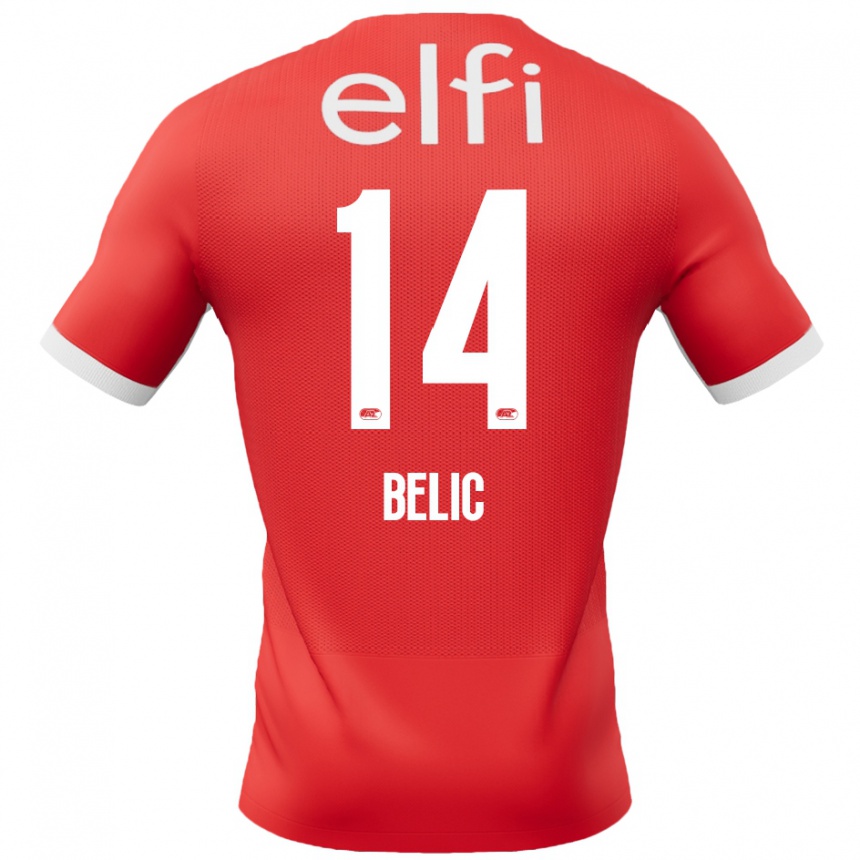 Kinder Fußball Kristijan Belic #14 Rot Weiß Heimtrikot Trikot 2024/25 T-Shirt Luxemburg