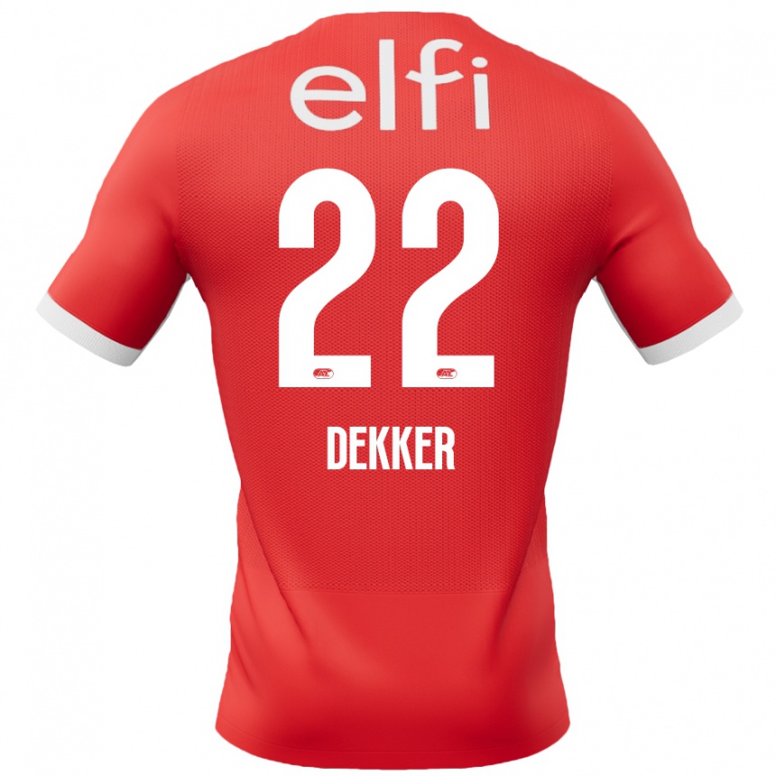 Kinder Fußball Maxim Dekker #22 Rot Weiß Heimtrikot Trikot 2024/25 T-Shirt Luxemburg