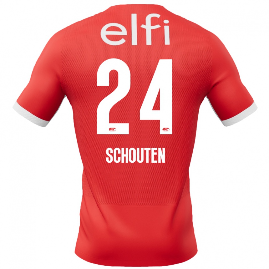 Kinder Fußball Lewis Schouten #24 Rot Weiß Heimtrikot Trikot 2024/25 T-Shirt Luxemburg