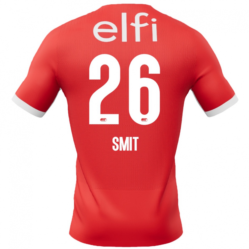 Kinder Fußball Kees Smit #26 Rot Weiß Heimtrikot Trikot 2024/25 T-Shirt Luxemburg