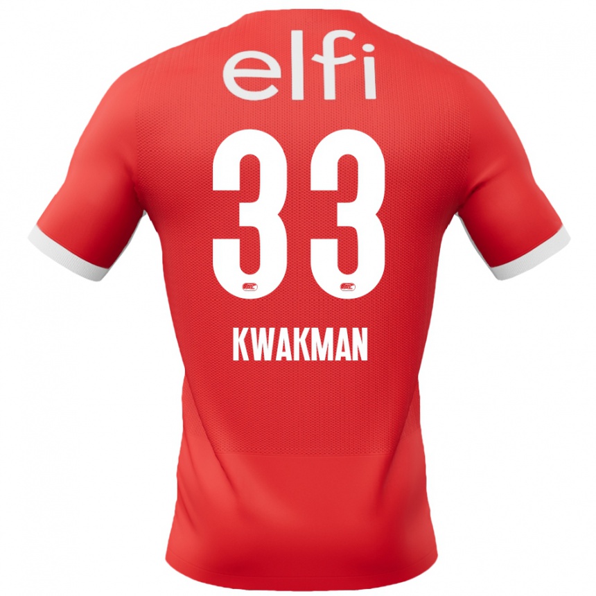 Kinder Fußball Dave Kwakman #33 Rot Weiß Heimtrikot Trikot 2024/25 T-Shirt Luxemburg