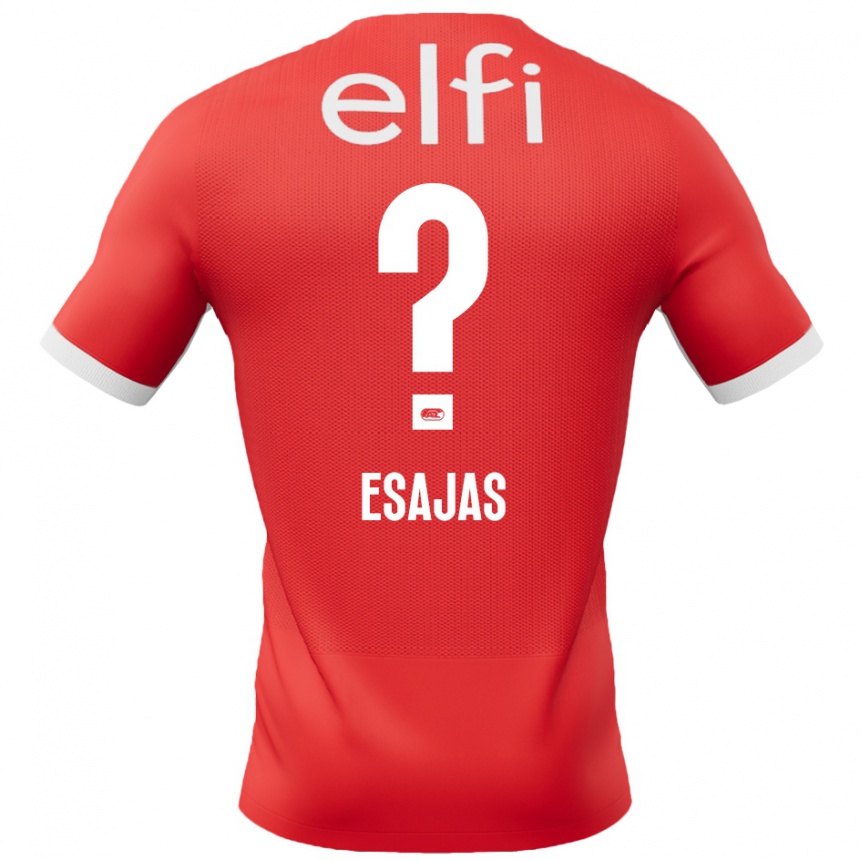 Kinder Fußball Jeremiah Esajas #0 Rot Weiß Heimtrikot Trikot 2024/25 T-Shirt Luxemburg