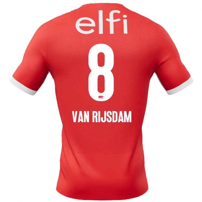 Kinder Fußball Julian Van Rijsdam #8 Rot Weiß Heimtrikot Trikot 2024/25 T-Shirt Luxemburg