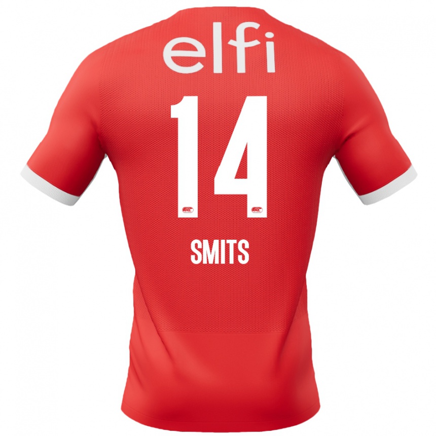 Kinder Fußball Anthony Smits #14 Rot Weiß Heimtrikot Trikot 2024/25 T-Shirt Luxemburg